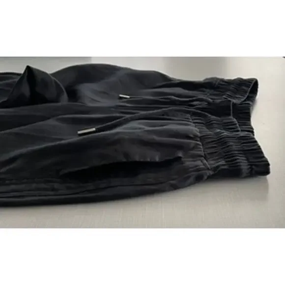 Quince Sz M Wide Leg Linen Pants Black Elastic Breezy Vacation Travel Relaxed - Picture 9 of 16